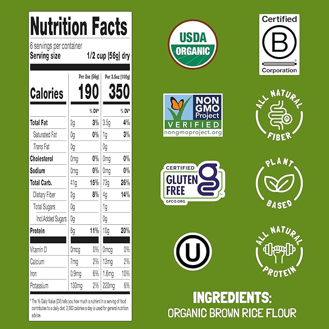 Felicia Gluten Free Pasta Brown Rice Elbows 10G Protein per Serving Organic Whole Grain Noodles Made With 100% Brown Rice Designed in Italy Plant Based Non GMO 12 Oz 6 Boxes