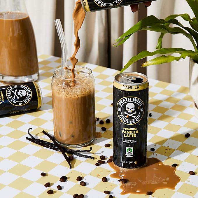 Death Wish Coffee Iced Coffee Cold Brew 8g Protein Fair Trade (Vanilla Latte)