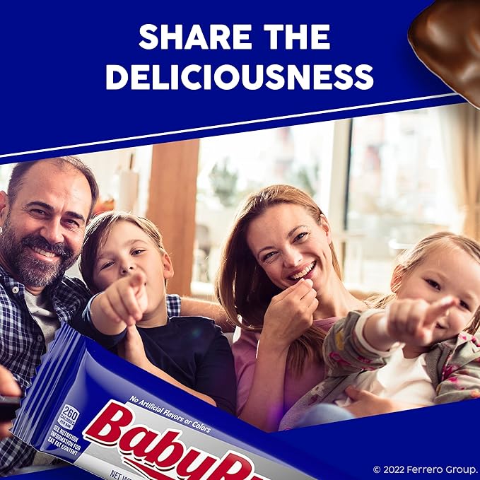 Baby Ruth Candy Bar with Chocolatey Caramel Peanuts and Nougat 2 Piece Share Pack 3.3 oz Bulk 18 Pack
