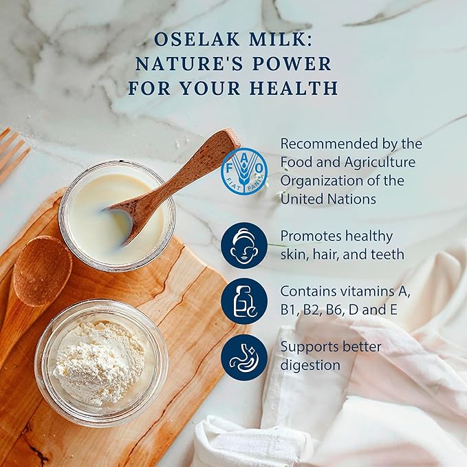 OSELAK Donkey Milk Powder 200g Pure and 100% Natural High in Calcium Iron and Vitamin D Similar to Mother's milk Rich in Whey protein Vitamins and Minerals Nothing added Nothing removed