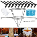 LEMEWEL Maple Syrup Filter Kit – Complete Kit for Beginners and Families | Includes 10 Maple Syrup Taps 32.8ft Food-Grade Tubing Cotton Filters Stainless Steel Foldable Filter Stand and Drill Bit
