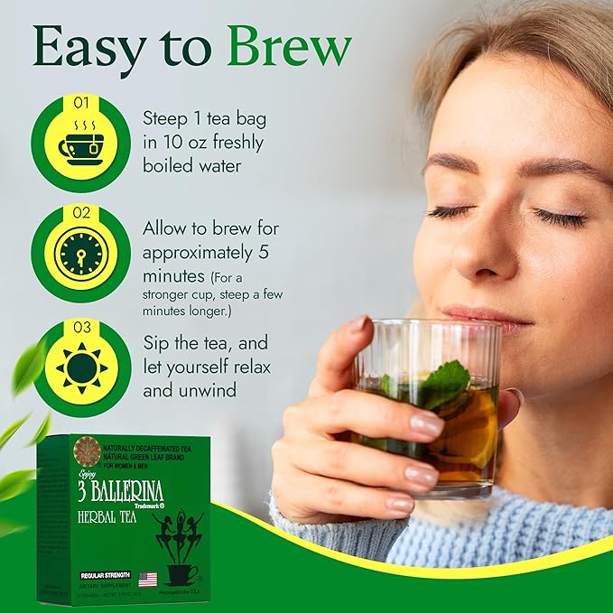 3 Pack of 3 Ballerina Tea for Men and Women (3 Boxes of 30 Tea Bags)
