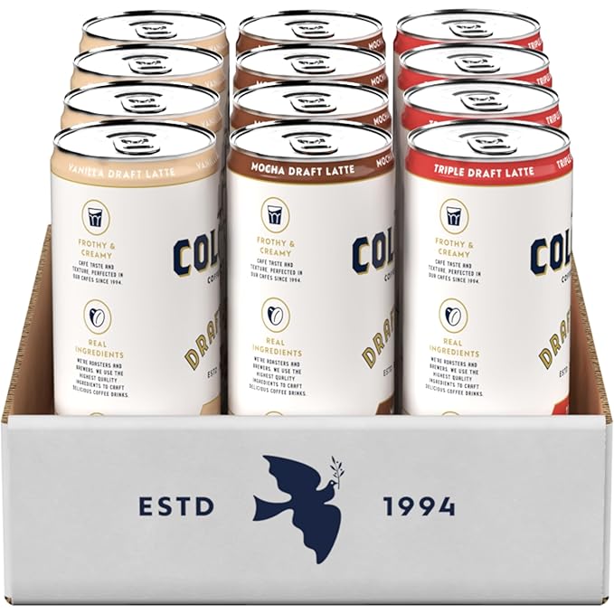 La Colombe draft Latte Variety Pack 11 fl oz cans (Pack of 12) Includes Triple Vanilla &amp Mocha Latte Coffeehouse Quality Ready-to-Drink On-the-Go