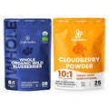 Jungle Powders Freeze Dried Organic Wild Blueberries 4oz &amp Cloudberry Powder 3.5oz – No Sugar Added Pure Fruit Powder for Smoothies Baking Jam Flavoring &amp Natural Antioxidant Boost