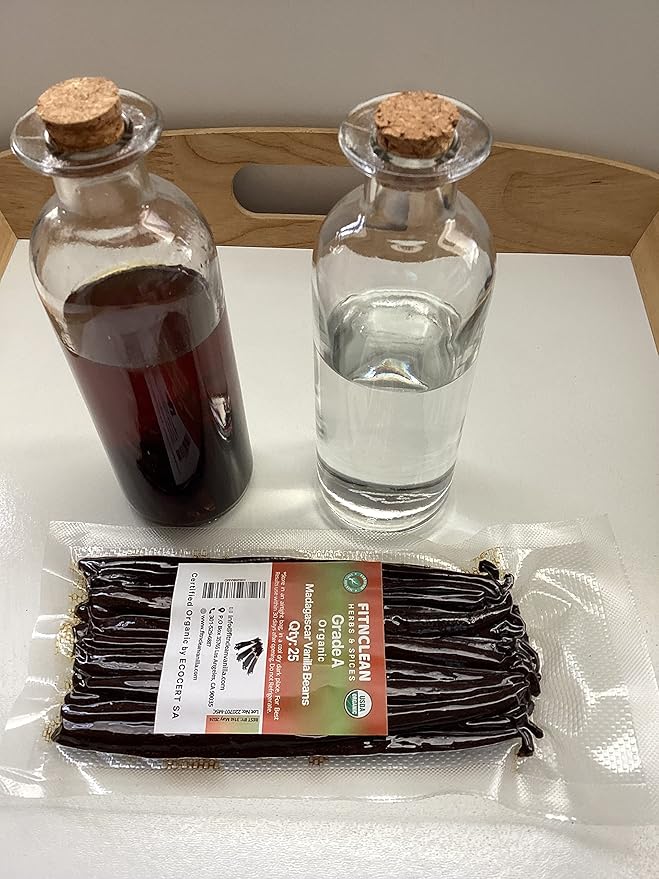 25 Organic Madagascar Vanilla Beans Grade A for Extract Cooking and Baking by FITNCLEAN VANILLA| Certified USDA Organic. Bourbon Fresh Gourmet NON-GMO Whole Pods