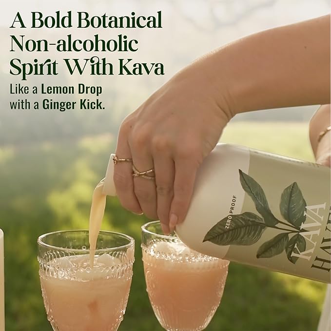 Kava Haven Non Alcoholic Spirit 750mL Bottle | Kava Kava Drink | Non Alcohol Alternative Spirit for Mixed Drink Recipes | Low Calorie | All Natural | - Lemon Ginger Flavor (17 Servings)