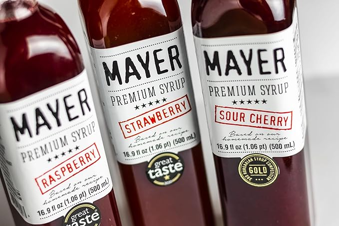 Mayer Sour Cherry Syrup – Award-Winning Cherry Syrup for drinks All-Natural Gluten-Free (16.9 oz) – Ideal Cocktail &amp Drink Mixer and Coffee Syrup No Artificial Additives. (2 Pack)