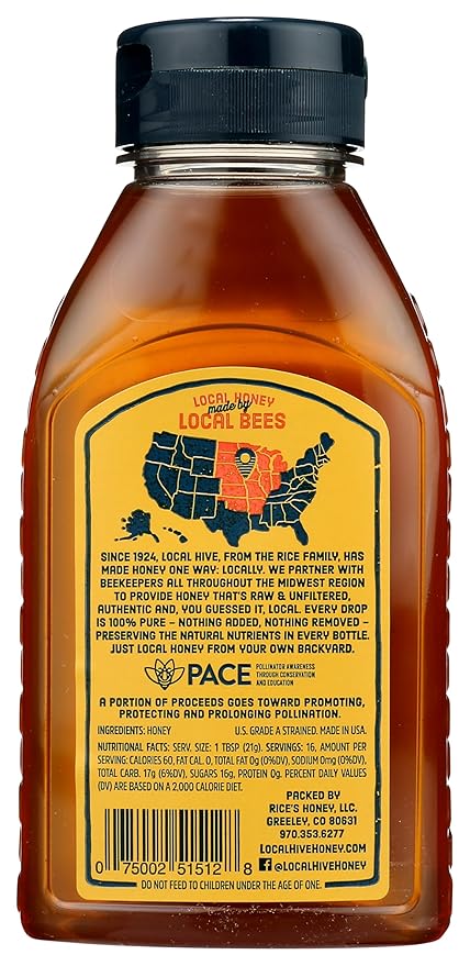 L.ocal Hive Midwest Raw Honey 12 oz (Pack of 6)