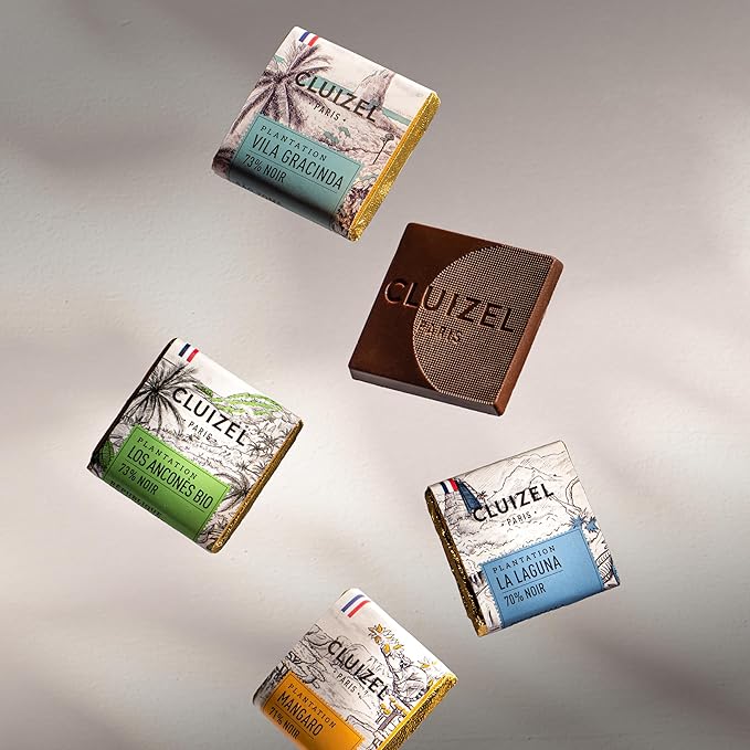 Michel Cluizel Les 1ers Crus de Plantation - Sample Box of Single Origin Chocolate - 28 Dark Chocolate Squares