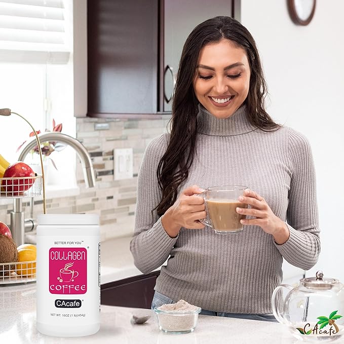 CAcafe Collagen Coffee | No Added Sugar 13g Protein | Ultimate Superfoods Blend of Collagen Coconut and Colombian Coffee | Hot or Cold Instant Mix | Non-GMO | 12.7oz Each (2-Pack)