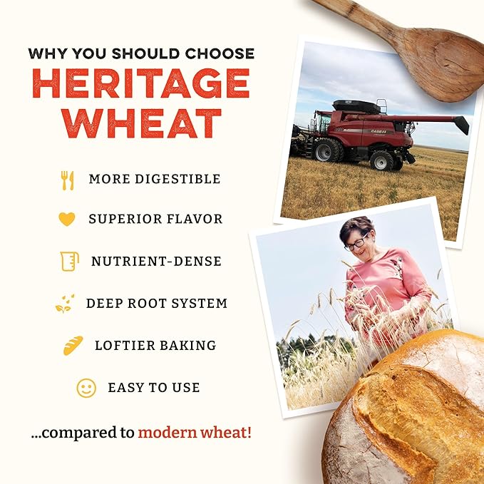 Sunrise Flour Mill Heritage Organic Bread Flour Blend - 25 lbs | Organic Unbleached Bread Flour Easy to Digest with Less Bloating | High Protein Superior Baking | Smooth Nutty Flavor