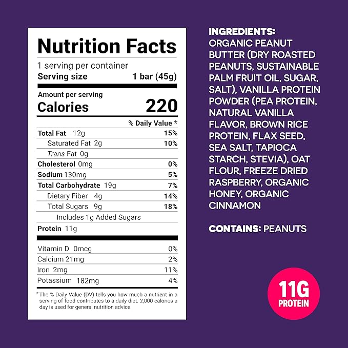 FROPRO Plant Protein Snack Bars - Plant Based Protein Bars All-Natural Gluten Dairy &amp Soy Free High Protein Bars with Low Calories | PB &amp J 12 Pack