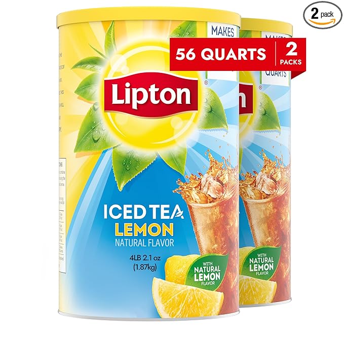 Lipton Lemon Sweetened Iced Tea Mix Makes 28 Quarts (Pack of 2)