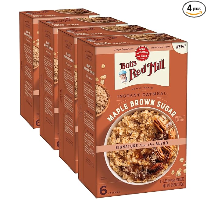 Bob's Red Mill Instant Oatmeal Classic 24 Packets Total (1 Box/6 per Box) Non-GMO Gluten Free Whole Grain