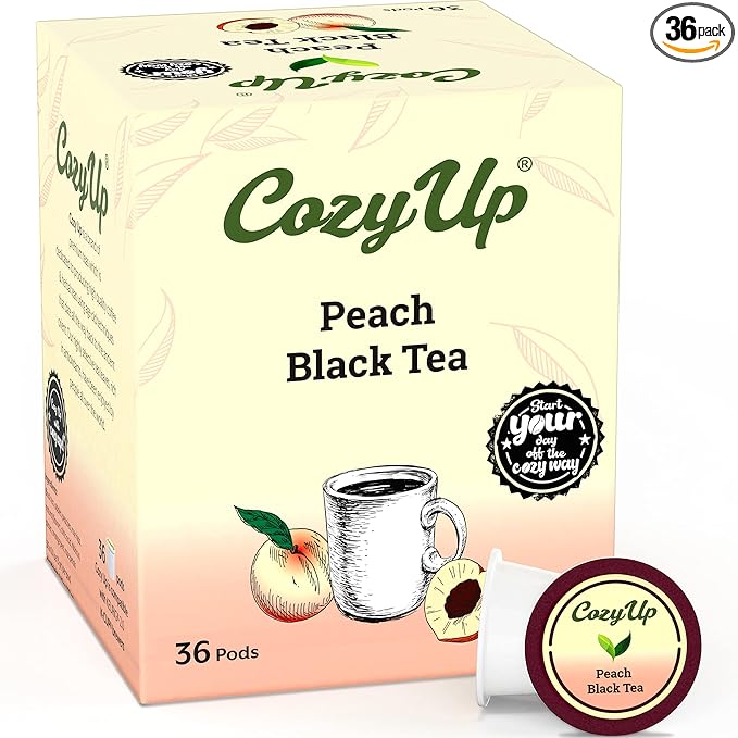 Cozy Up Peach Black Tea K-Cup Pods 36-Count Compatible with Keurig Brewers