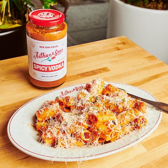 Arthur and Sons Spicy Vodka Sauce - Creamy Italian Recipe with a Kick Premium Quality All-Natural Ingredients Non-GMO Gluten-Free Perfect for Pasta Pizza and Cooking - 2 Pack (48oz)