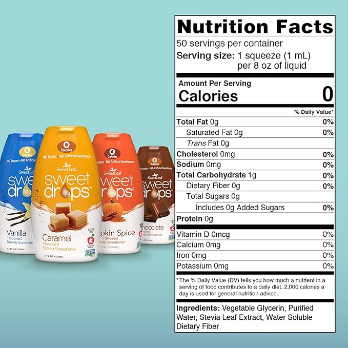 SweetLeaf Sweet Drops - Flavored Stevia Liquid Sweetener Stevia Extract Zero Calories Gluten Free Keto Friendly Non GMO Natural Flavor Sugar Alternative - Variety Pack 1.7 Fl Oz (Pack of 4)