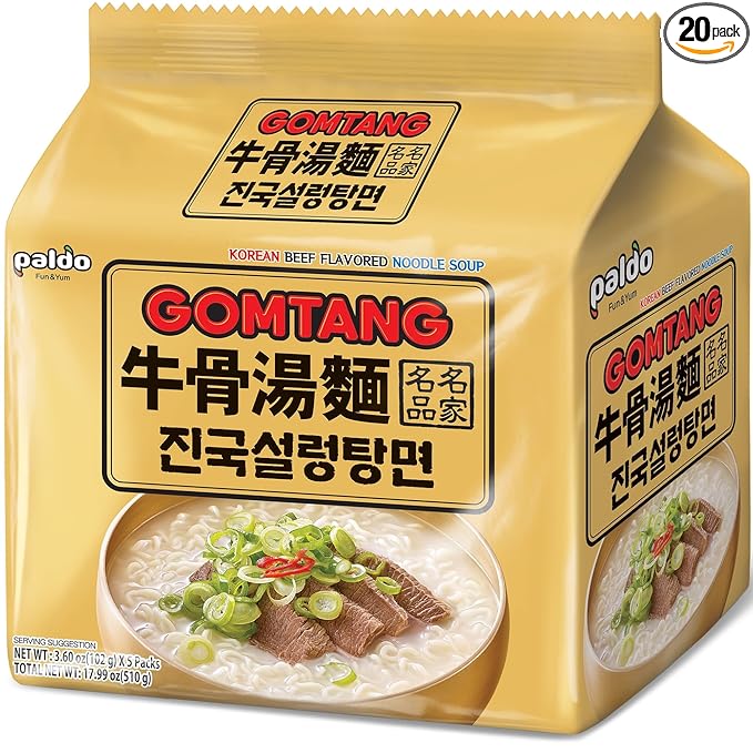 Paldo Gomtang Ramen Korean Instant Noodle 3.60oz (Pack of 20)