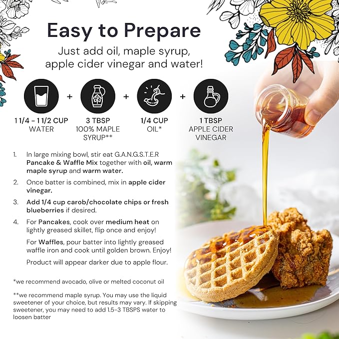 Breakfast Duo - Vegan Pancake &amp Waffle Mix 8.9 Oz Pack and Vegan Banana Bread Mix 10 Oz Pack For Paleo &amp AIP Diets Breakfast Food