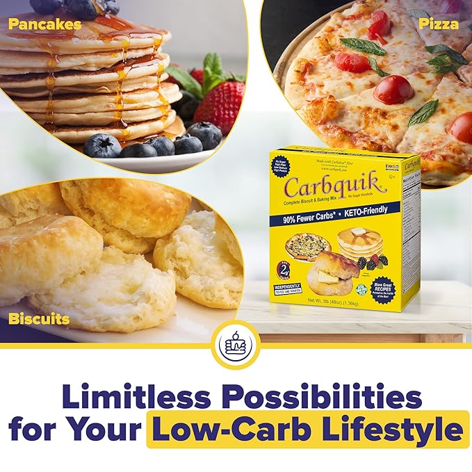 Carbquik Biscuit &amp Baking Mix (3 lb) Mix for Keto Pancakes Biscuits Pizza Crust Bread and More - Keto Food - No Sugar - Low Carb - Nut Free - Quick and Easy Keto Friendly Substitute for Tradit