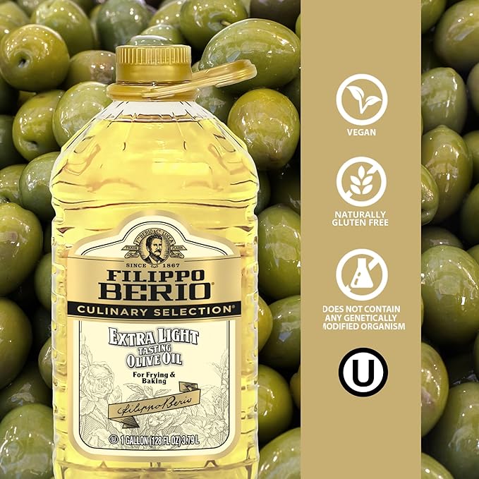 Filippo Berio EXTRA LIGHT Olive Oil 1 Gallon – For Baking and Frying