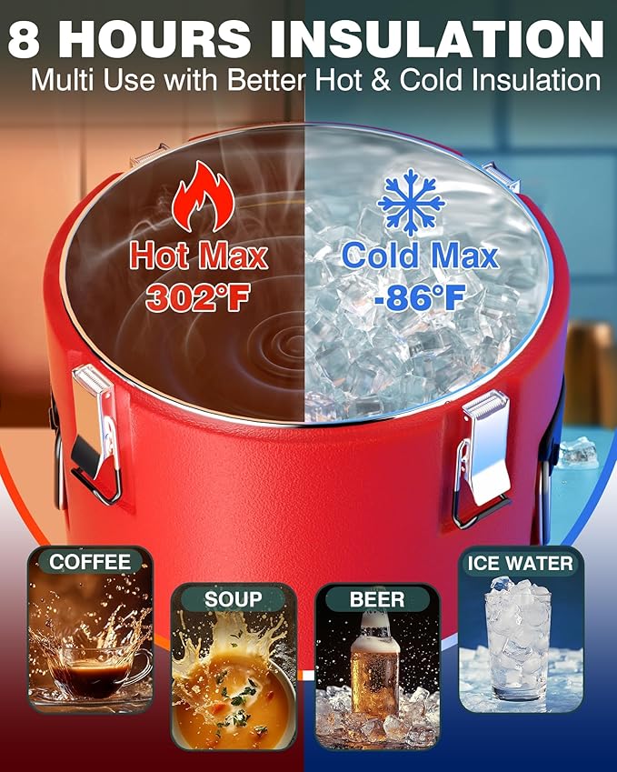 WantJoin Insulated Beverage Dispenser - 8 Gallon Hot and Cold Drink Container with 304 Stainless Steel Interior for Iced Coffee Juice Chocolate Tea Milk Restaurant Party Sports Camping