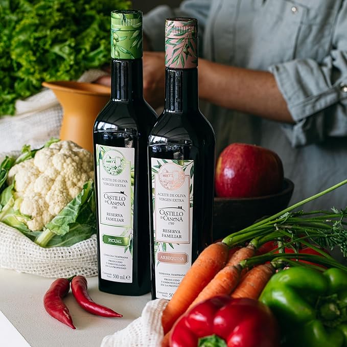 Castillo De Canena Extra Virgin Olive Oil (16.8 fl. oz.) Arbequina Award Winning Early Harvest High Polyphenol Cold-Pressed Purity | Rich Bold Flavor Profile | Bread Soup Pasta Salad Dressing V