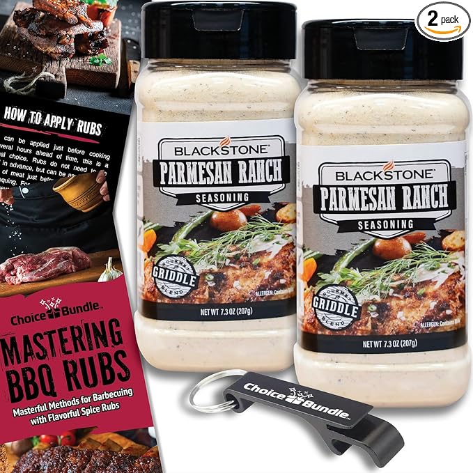 Blackstone Parmesan Ranch Seasoning Premium Barbecue Gourmet Griddle Rub 2 Pk (14.6 oz) + BBQ Masters &amp Opener (4 Items)!