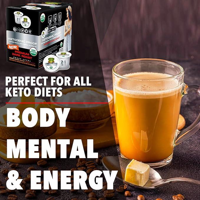 SOLLO KETO Dark Roast Infused Coffee Pods 0 g CARBS Coconut MCT Oil Compatible With 2.0 K-Cup Keurig Brewers 24 Ct