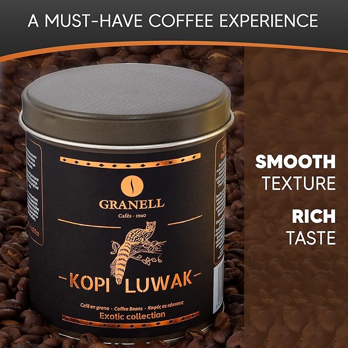 Kopi Luwak Coffee Beans Premium Civet Coffee Luwak Whole Bean Black Ivory Rich Bold Aroma From Indonesia Ultra Smooth Finish Cafés Granell 100g