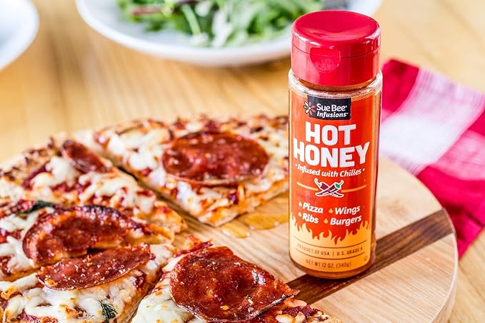 Sue Bee Naturally Infused Hot Honey with Chili Peppers Pure Honey US Grade A Flavored Honey 12 Ounce (Pack of 6)