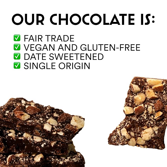 Joydays Dark Chocolate Date Bark 2 Flavor Pack (Peanut &amp Almond) Dates Sea Salt Roasted Peanuts or Almonds Gluten Free Vegan Healthier Snacks for Adults &amp Kids No Added Sugar 3.88 oz