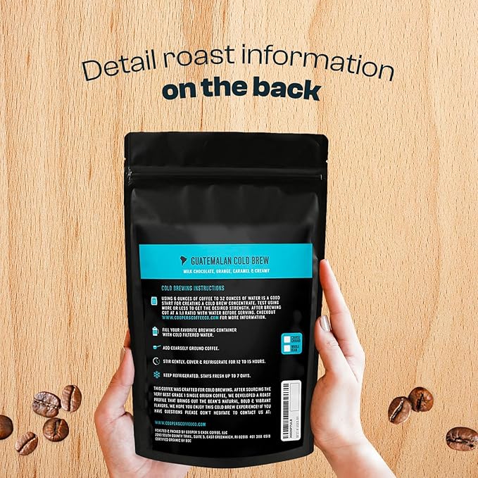 Guatemala Organic Cold Brew Coffee Single Origin Gourmet Beans Tasting Notes of Milk Chocolate Creamy Caramel &amp A Hint of Orange Medium Roast Coarse Ground Beans 16 oz Coffee Bag