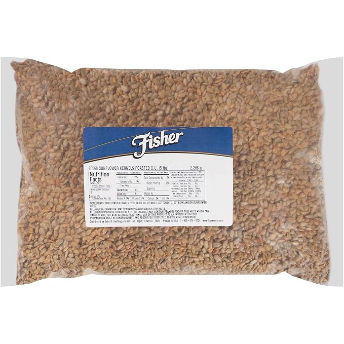 Fisher Sunflower Kernels Roasted No Salt 5-Pound Package
