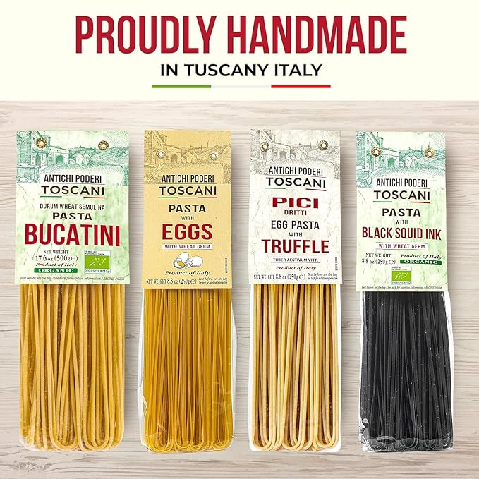 ANTICHI PODERI TOSCANI Handmade Flavored Pasta Saffron Linguine 8.8oz | Imported from Italy Pack of 2