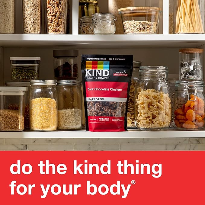 KIND Healthy Grains Granola Dark Chocolate Clusters Healthy Snacks Gluten Free 100% Whole Grains 10g Protein 11oz 6 Count