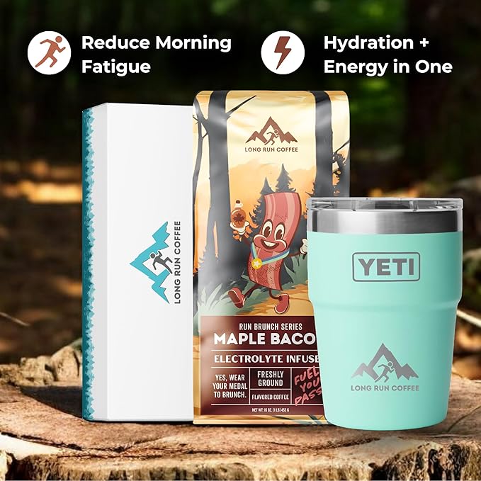 Long Run Coffee – Hydrating Coffee with Electrolytes – All Natural Energy + Hydration + Recovery for Athletes – Stomach Friendly Electrolyte Coffee for Runners (5 lb Maple Bacon)