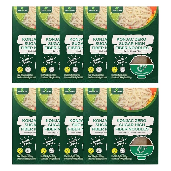 Ketoslim Mo High Fiber Konjac Noodles 2 Pack – Keto Vegan Paleo Low Carb Sugar-Free &amp Gluten-Free (10)