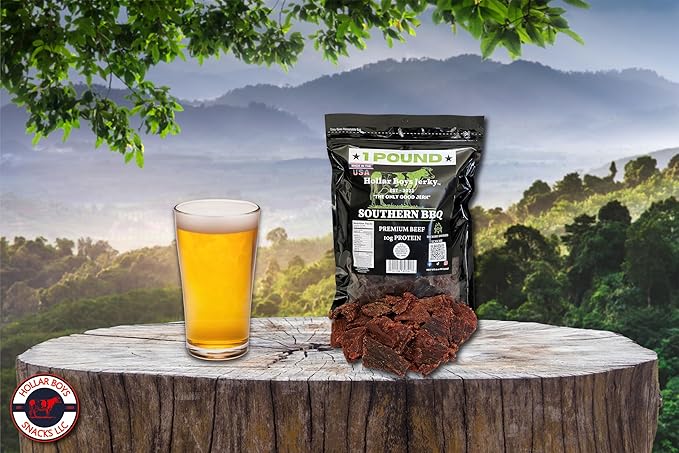 Hollar Boys Snacks Southern BBQ Beef Jerky One Pound Resealable Bag Low Carb USA Made