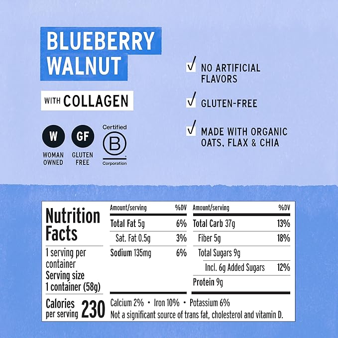 Purely Elizabeth Gluten-Free Collagen Oats Cup Blueberry Walnut (12 Ct.)