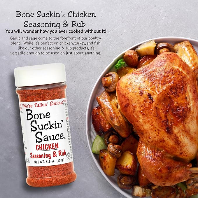 Bone Suckin' Sauce Chicken Seasoning &amp Rub with Garlic &amp Sage Perfect for Chicken Turkey Other Poultry Fish - Brown Sugar Garlic Onion Spices - Non-GMO Gluten-Free