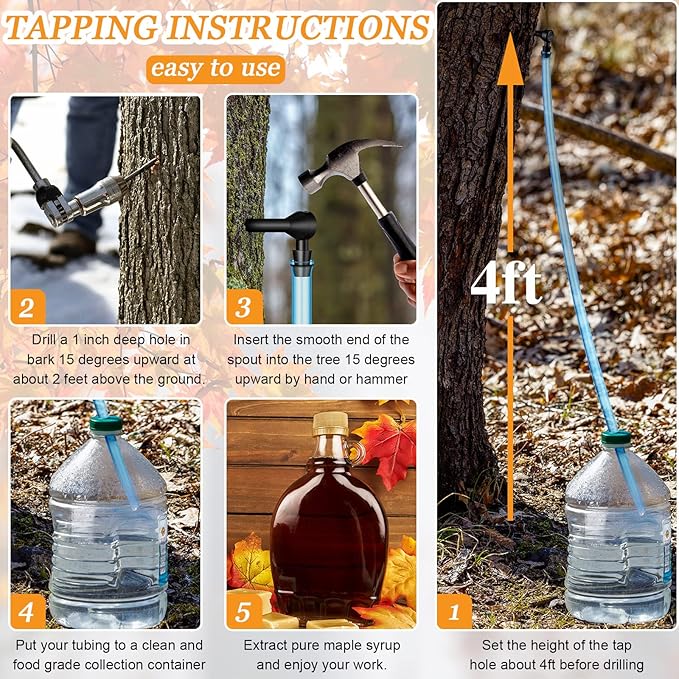 Nosiny 500 ft Maple Syrup Tree Taps Vacuum Tubing Lines with 20 Pieces Maple Sap Spiles for Syrup Collection