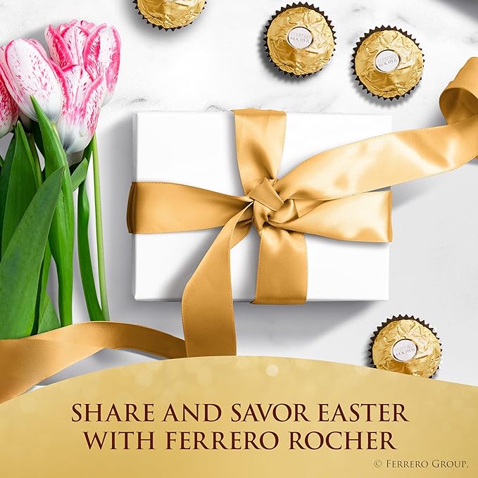 Ferrero Rocher Gourmet Hazelnut Milk Chocolate Gift Box 42 Individually Wrapped Chocolates 18.5 oz