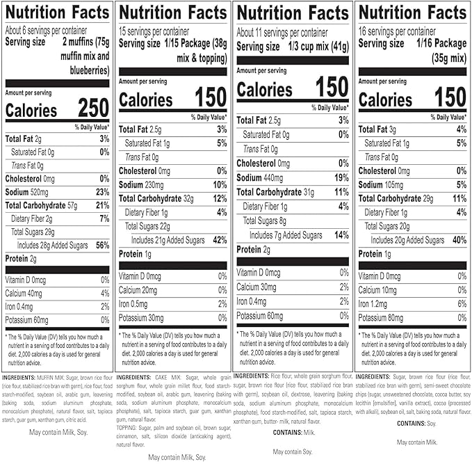 Krusteaz Gluten Free Mix Variety Pack: Blueberry Muffin Cinnamon Crumb Cake Double Chocolate Brownie and Pancake Mix (Bundle of 4)