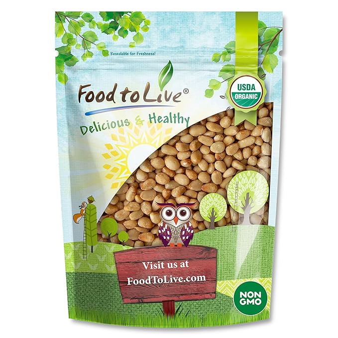 Food to Live Organic Dry Roasted Pine Nuts 4 Pounds – Naturally Tasty and Crunchy Nutritious and Delicious Perfect for Cooking Baking and Snacking Non-GMO Vegan Kosher Bulk