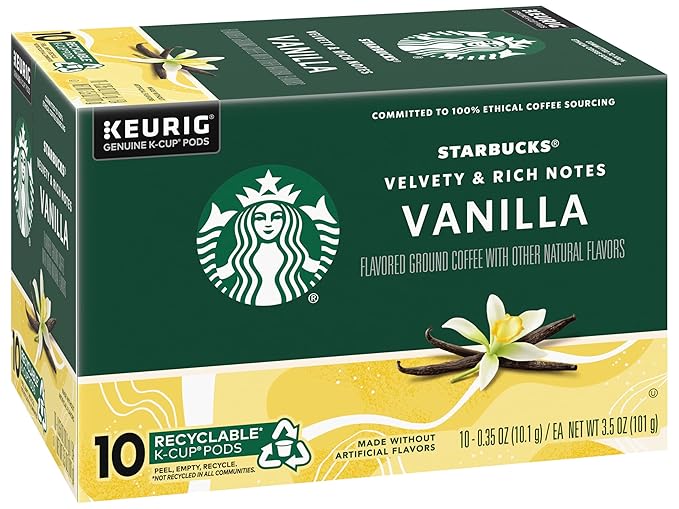 Starbucks Flavored Coffee K-Cup Pods Vanilla Flavored Coffee Made without Artificial Flavors Keurig Genuine K-Cup Pods 10 CT K-Cups/Box (Pack of 3 Boxes)