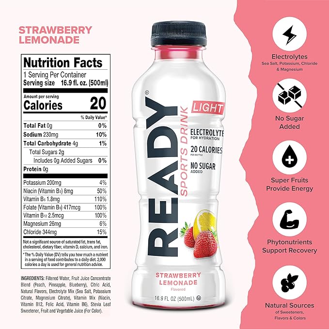 Ready® Best of Ready $99 Bundle – Protein Water Sports Drink Light Bars Cinnamon Sugar Puffs &amp White Water Bottle