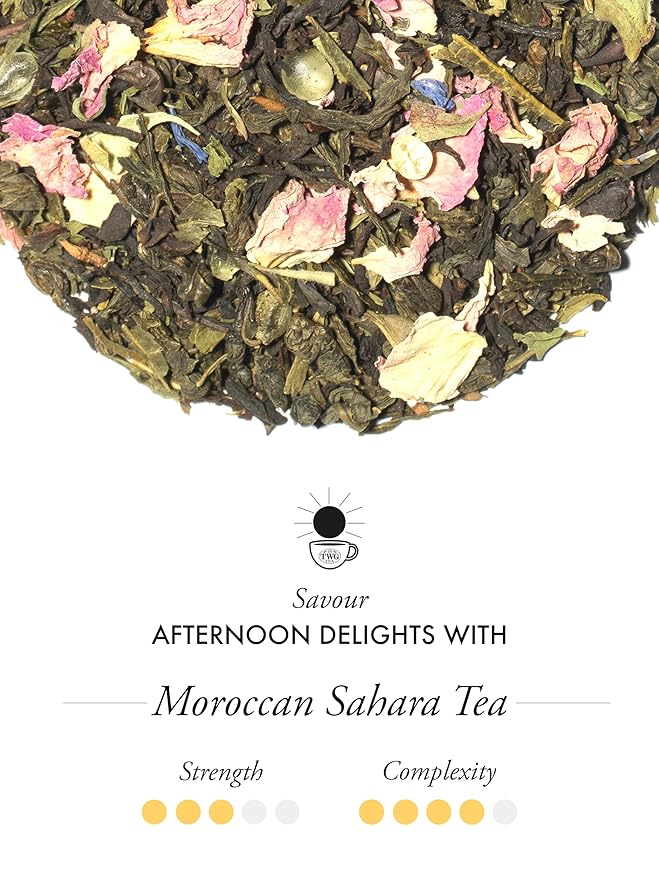 TWG Tea | Moroccan Sahara Tea | Green &amp Black Tea | Rose Petals Nuts &amp Spices | Haute Couture Tin 100g | Gift Set