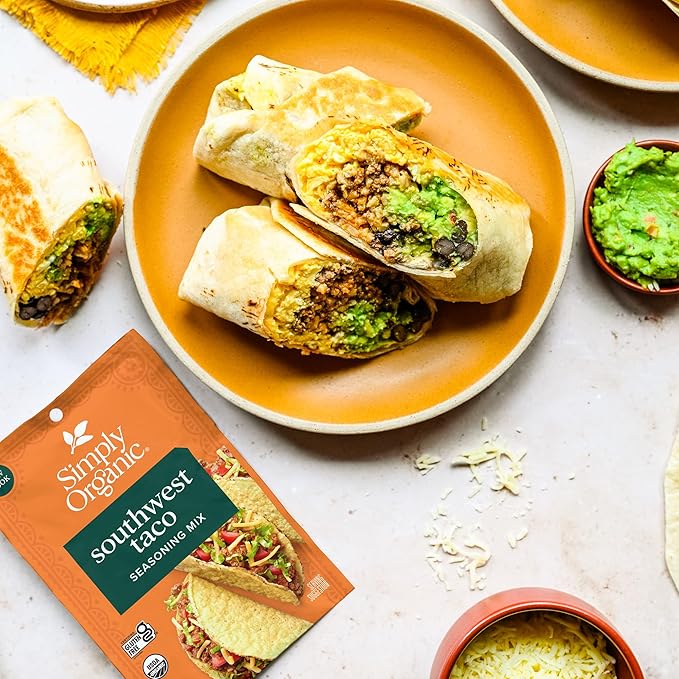 Simply Organic Southwest Taco Seasoning Mix Gluten Free Certified Organic Kosher Pure Flavor for Tacos Stir-Fries Mexican Dishes and More | 1.13 Ounce (Pack of 12)