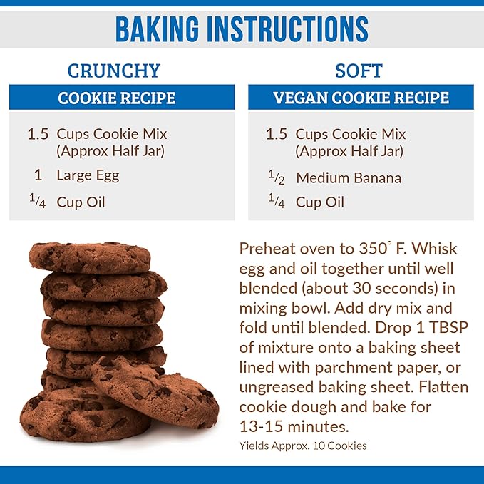 PB2 Pantry Bundle of Double Chocolate Chip Cookie &amp Chocolate Chip Brownie Mix | Certified Vegan Gluten-Free Non-GMO 4g Plant Protein per Serving 16oz Jars [Pack Of 2]